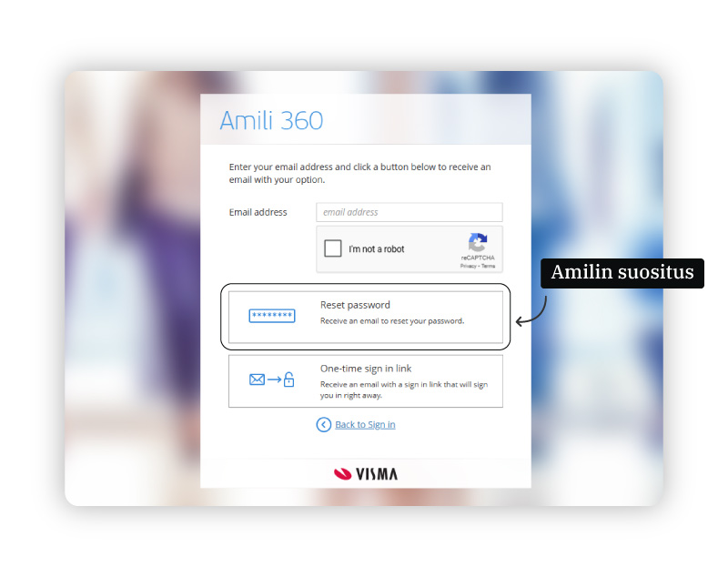 Visma Connect -kirjautumistavan valinta